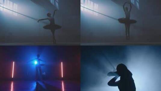 【合集】在黑暗中跳芭蕾舞剪影高清在线视频素材下载