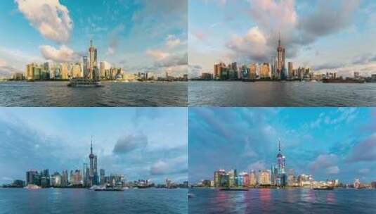 中国上海陆家嘴外滩日转夜延时风光高清在线视频素材下载
