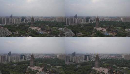 江苏常州天宁禅寺红梅公园航拍高清在线视频素材下载