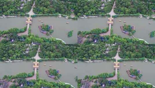 中国扬州瘦西湖景区航拍高清在线视频素材下载