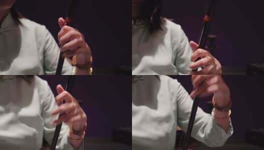 中式乐器二胡演奏高清在线视频素材下载