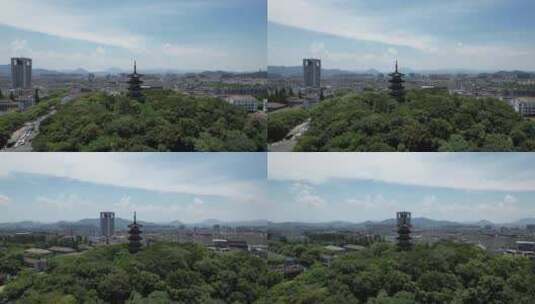 浙江绍兴塔山地标建筑航拍高清在线视频素材下载