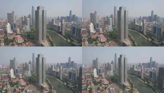 航拍天津城市建设风光高清在线视频素材下载