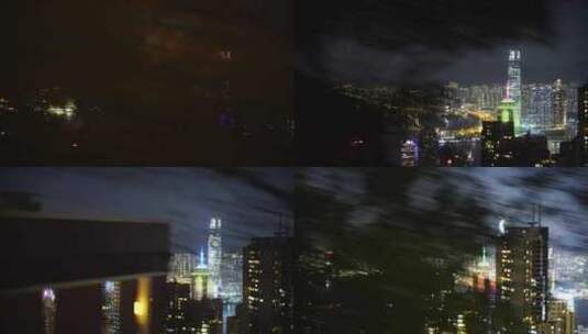 车窗外香港夜景城市风景汽车窗外建筑风光高清在线视频素材下载