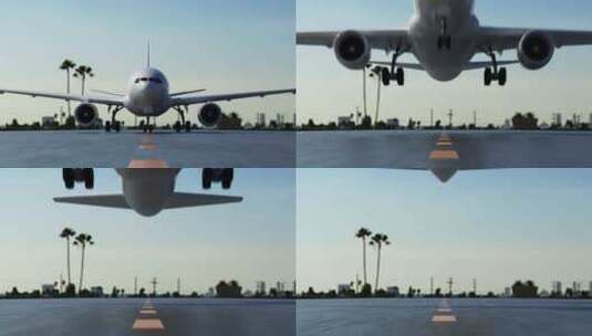飞机从跑道起飞三维动画高清在线视频素材下载