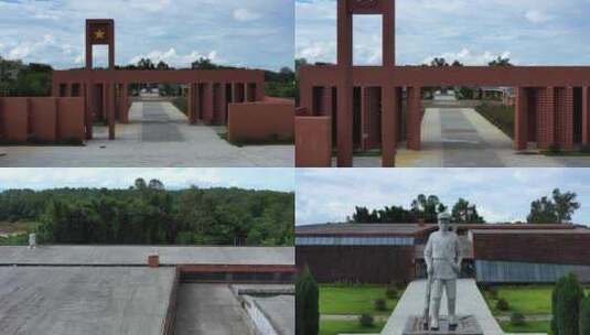 南雄水口战役纪念馆航拍高清在线视频素材下载