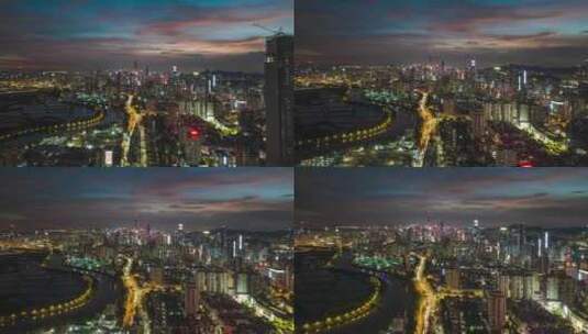 深圳罗湖福田城市高清航拍夜景高清在线视频素材下载