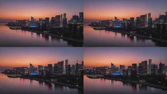 4K航拍杭州钱江新城夜景高清在线视频素材下载