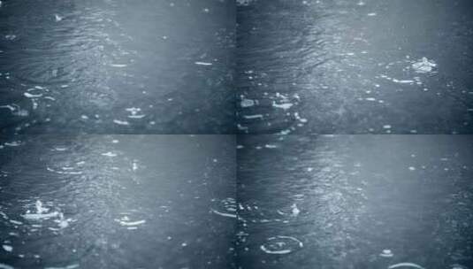 下雨地面水滴空镜高清在线视频素材下载