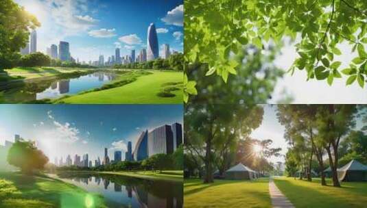 公园城市城市生态绿色城市城市绿化高清在线视频素材下载