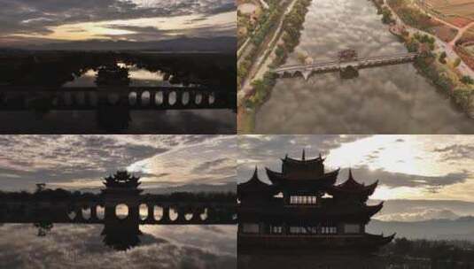 4K航拍早晨云南建水名胜古迹十七孔桥高清在线视频素材下载