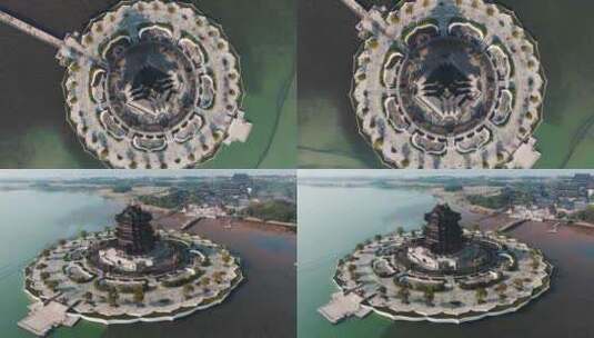 苏州航拍东方之门环球188现代传媒广场高清在线视频素材下载