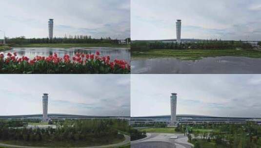 青岛胶东国际机场航拍高清在线视频素材下载