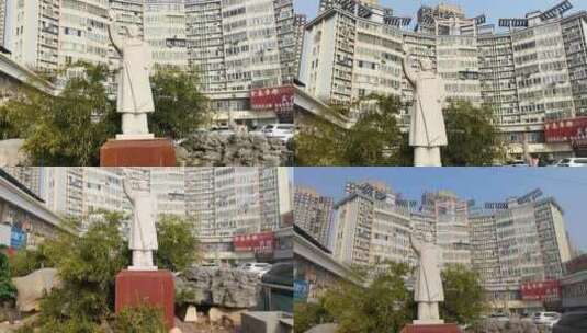 居民小区的毛泽东塑像高清在线视频素材下载