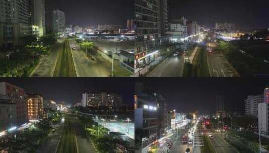 海南三亚胜利路夜景航拍高清在线视频素材下载