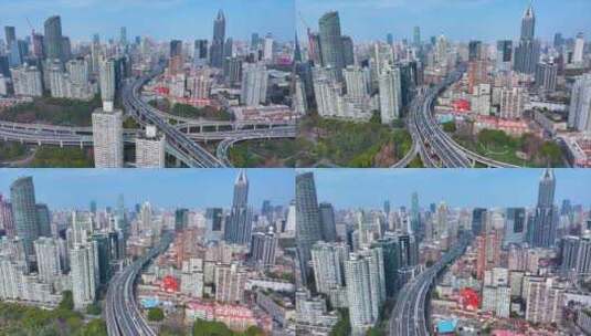 上海黄浦区延安东路立交桥航拍延时城市高楼高清在线视频素材下载
