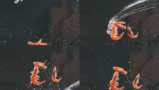 新鲜活虾养殖水产龙虾飞溅空中高清在线视频素材下载