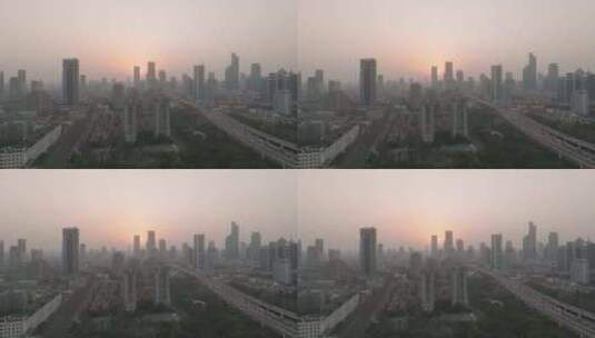 航拍上海高架日落  城市风光高清在线视频素材下载