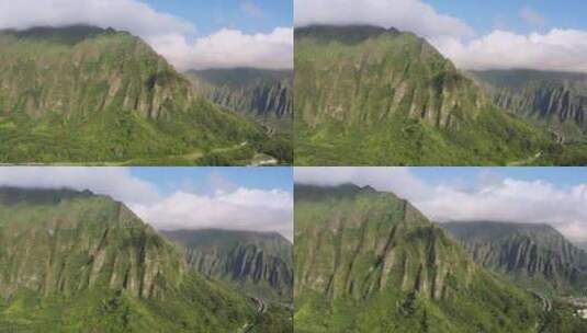 库劳山脉日出H3州际公路夏威夷岛的风景路高清在线视频素材下载