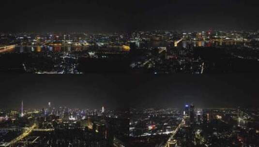 广州城市夜景灯光交通航拍高清在线视频素材下载