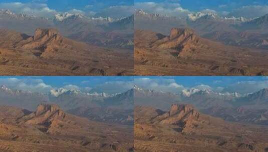 新疆南疆阿克苏温宿大峡谷天山托木尔峰航拍高清在线视频素材下载