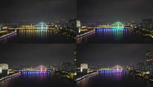 航拍惠州东江合生大桥夜景高清在线视频素材下载