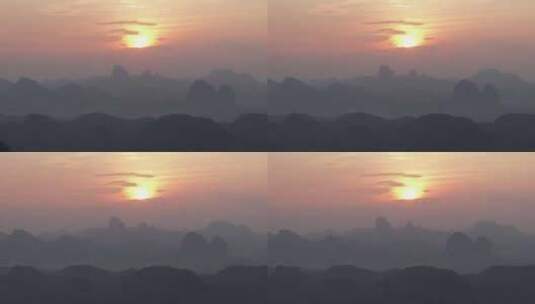 广东韶关丹霞山5A景区晚霞日落夕阳航拍高清在线视频素材下载