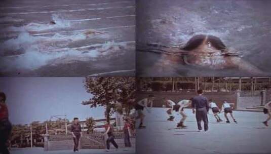 60年代的青少年宫 体育 跳水 游泳 溜冰高清在线视频素材下载
