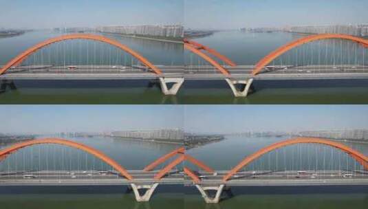 湖南长沙湘江福元路大桥航拍高清在线视频素材下载