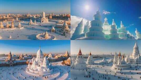 哈尔滨冰雪大世界高清在线视频素材下载