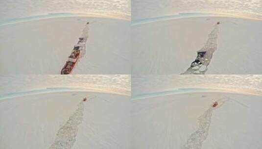 冰冻水面上的破冰船高清在线视频素材下载