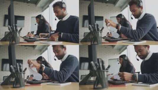 呼叫中心代理与客户交谈高清在线视频素材下载