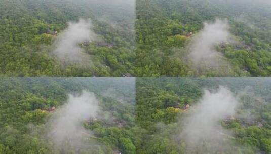 杭州永福寺云雾航拍高清在线视频素材下载