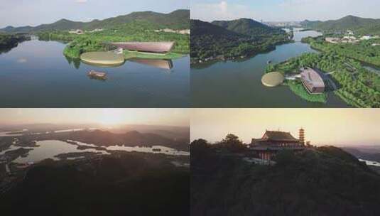 杭州萧山湘湖先照寺跨湖桥遗址高清在线视频素材下载