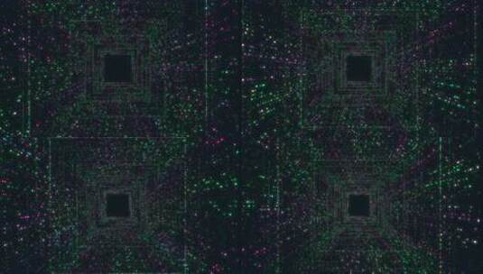 运动图形4K飞入数字技术隧道的无缝循环。高清在线视频素材下载