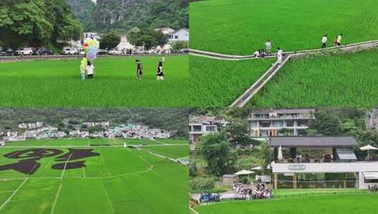 航拍贵州万峰林乡村旅游夏日稻田自然风光高清在线视频素材下载