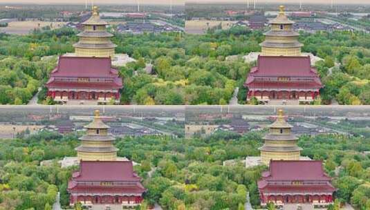 海岛金山寺寺庙航拍高清在线视频素材下载