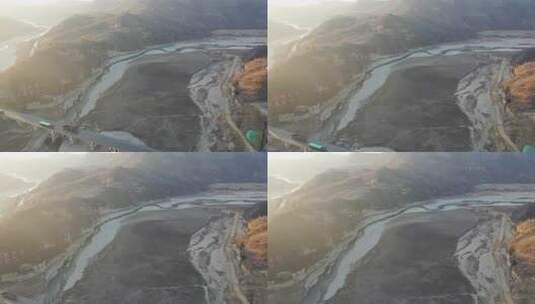 航拍 风景 景色 河流 河道 水 湖高清在线视频素材下载