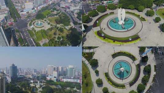 航拍广西北海地标市中心北部湾广场雕塑高清在线视频素材下载