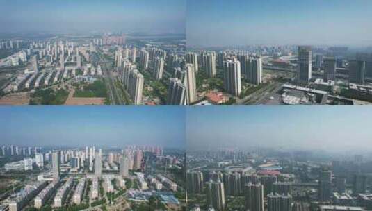 山东济宁新城建设航拍高清在线视频素材下载