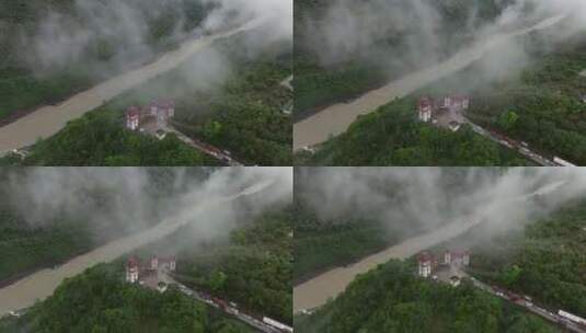 西藏林芝莲花圣地墨脱热带雨林云雾高空航拍高清在线视频素材下载