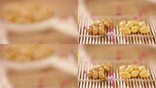 清水泡发的黄豆大豆豆子高清在线视频素材下载
