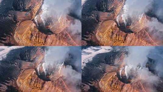 从活火山空中升起的烟高清在线视频素材下载