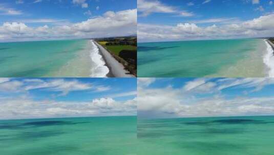碧海蓝天的海岸线航拍高清在线视频素材下载