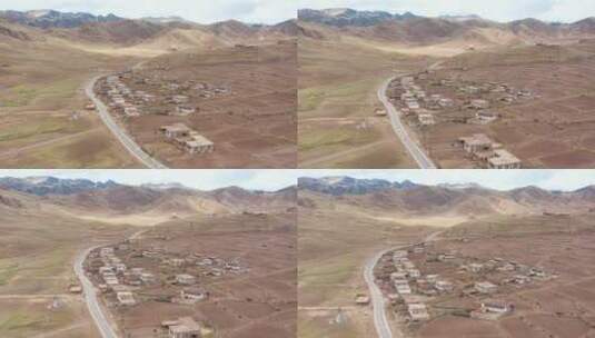 西北藏北高原荒凉小镇村庄高清航拍素材高清在线视频素材下载
