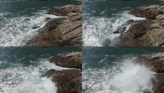 海浪撞击海岸岩石高清在线视频素材下载