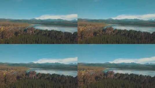 环湖山脉的自然景观高清在线视频素材下载