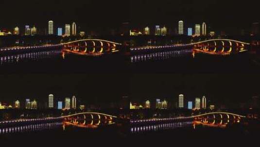 夜幕下海口城市公园湖泊拱桥夜景1高清在线视频素材下载