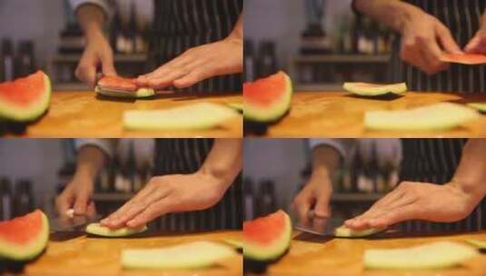 厨师切西瓜皮 (4)高清在线视频素材下载
