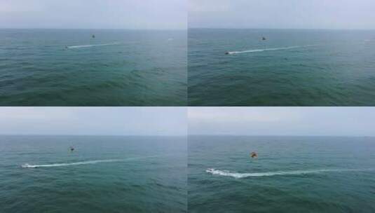 水上摩托艇拖曳滑翔伞6高清在线视频素材下载